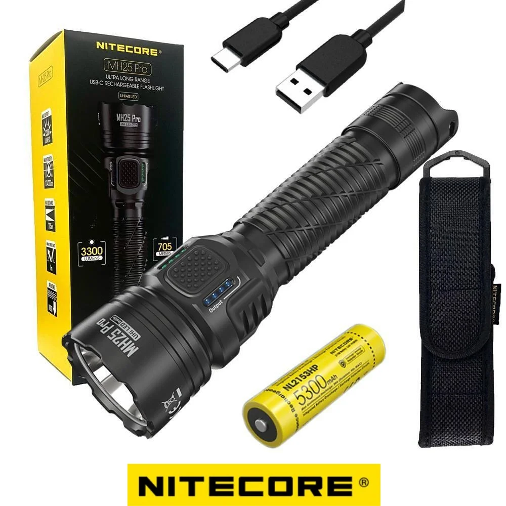 

NITECORE MH25 Pro UHi 40 LED 3300 Lumens USB-C Rechargeable Flashlight Long Throw 705 Meters Torch with 21700 5300mAh Battery