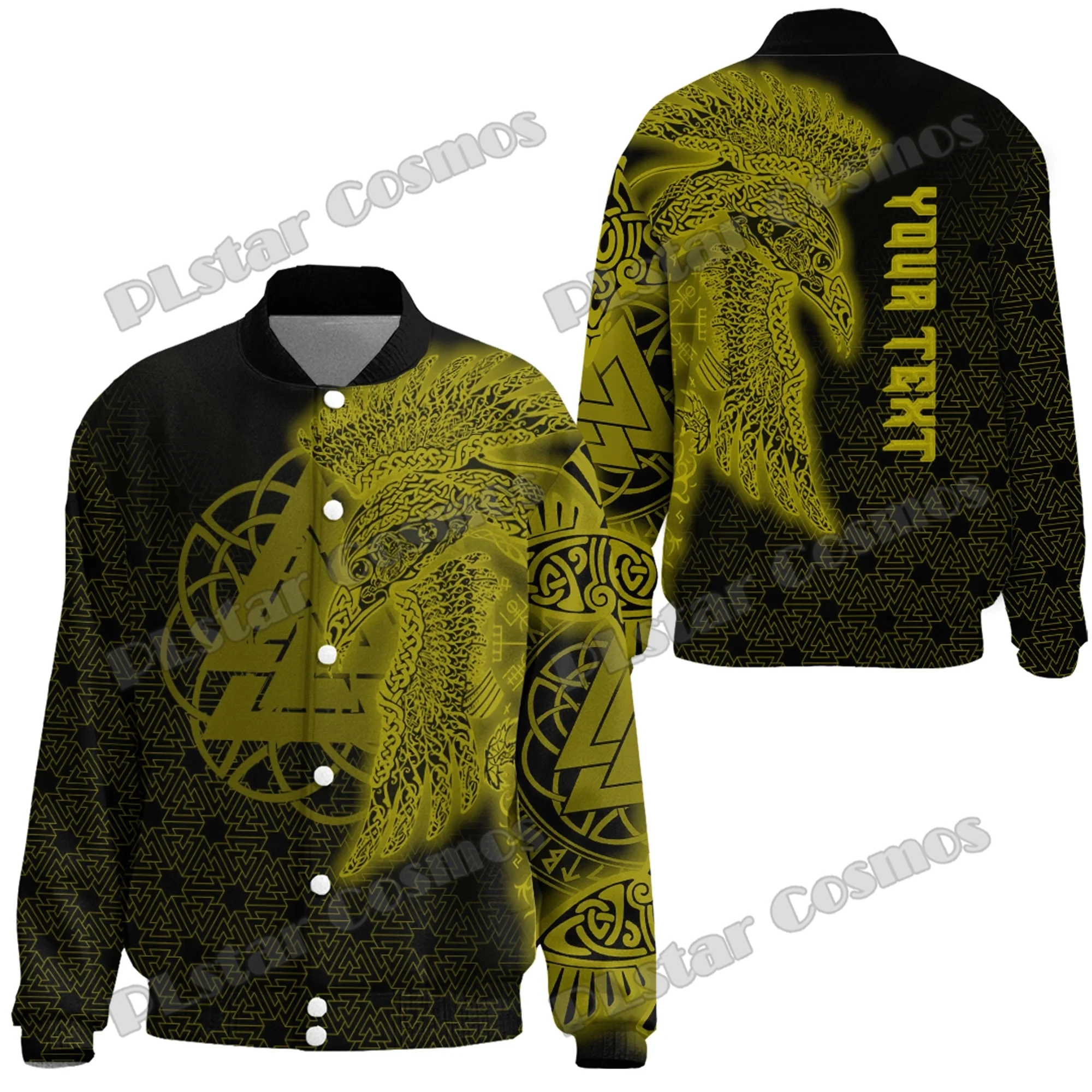 Raven Valknut Turquoise Tattoo Custom 3D Printed Fashion Mens Baseball Varsity Jacket Unisex Casual Winter Baseball Jacket FX25