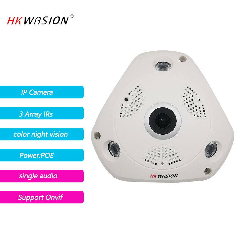 

HKWASION Wide Angle 180 Degree 4K 8MP Ultra HD H.265 POE IP Camera 5MP 2MP AI Motion Detection One-way Audio Indoor Bullet