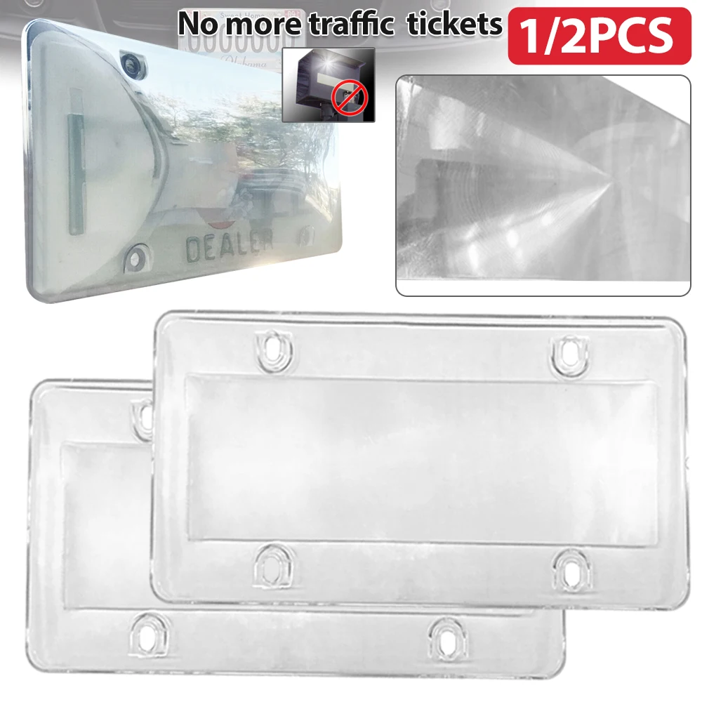 1/2 Pack Clear License Plate Tag Frame Covers Shields Protector for Car/Truck