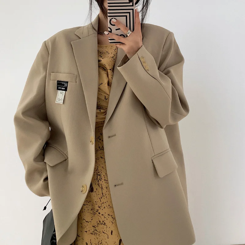 Blazer donna 2021 primavera autunno stile coreano elegante morbido per il tempo libero monopetto tutto-fiammifero solido femminile alla moda