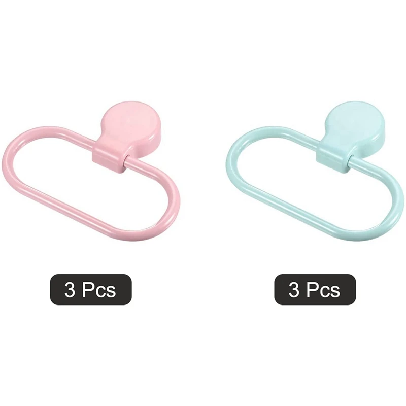 HOT SALE 3 Set Wall Mounted Oval Towel Ring Holder Self-Adhesive For Bathroom Kitchen Accessories, Pink & Blue