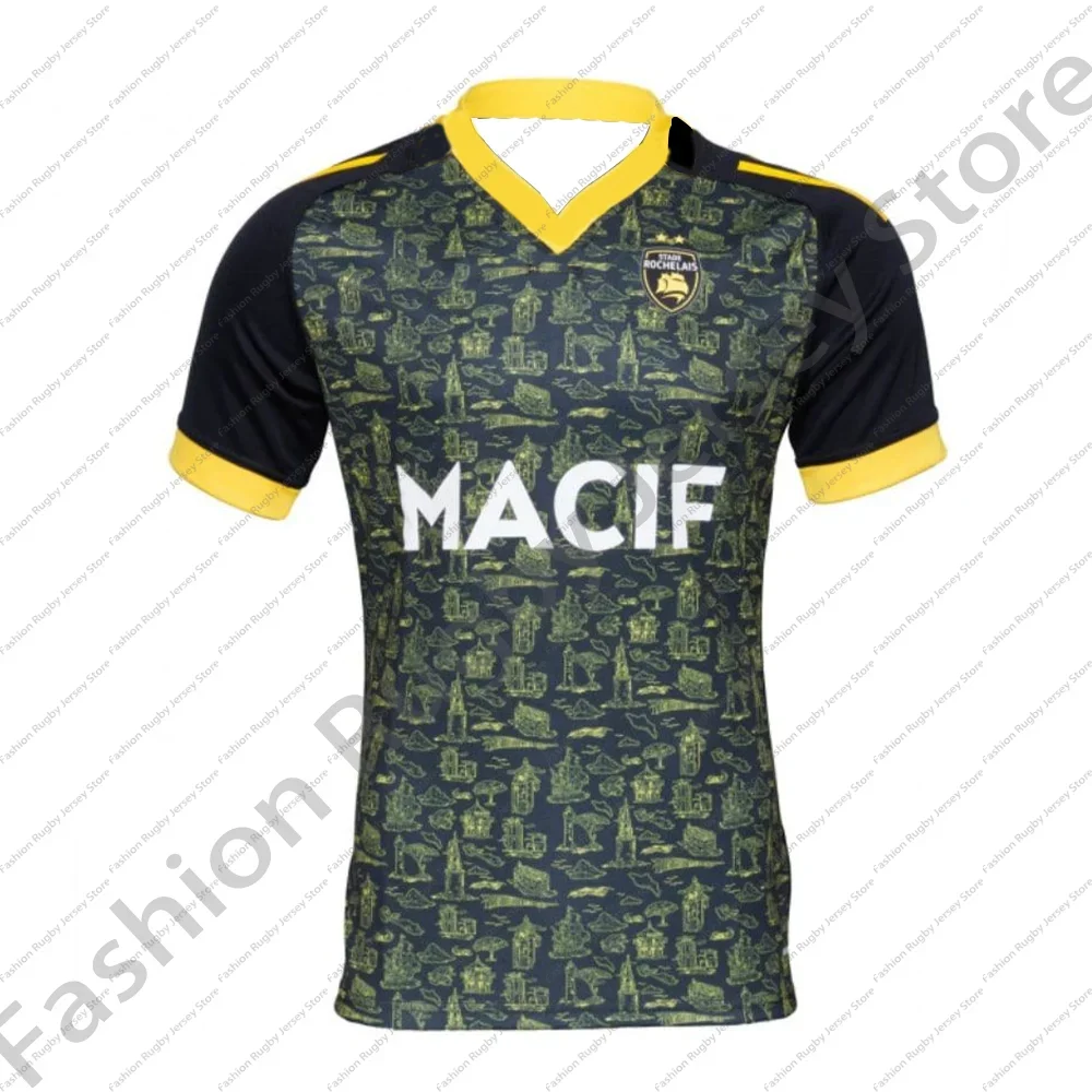 

2024/25 Men Rugby Jersey Clothes Kids Male Boys Fans T Shirt Team Sportswear Tee Teenager Home Training Away Top Club Rochelais