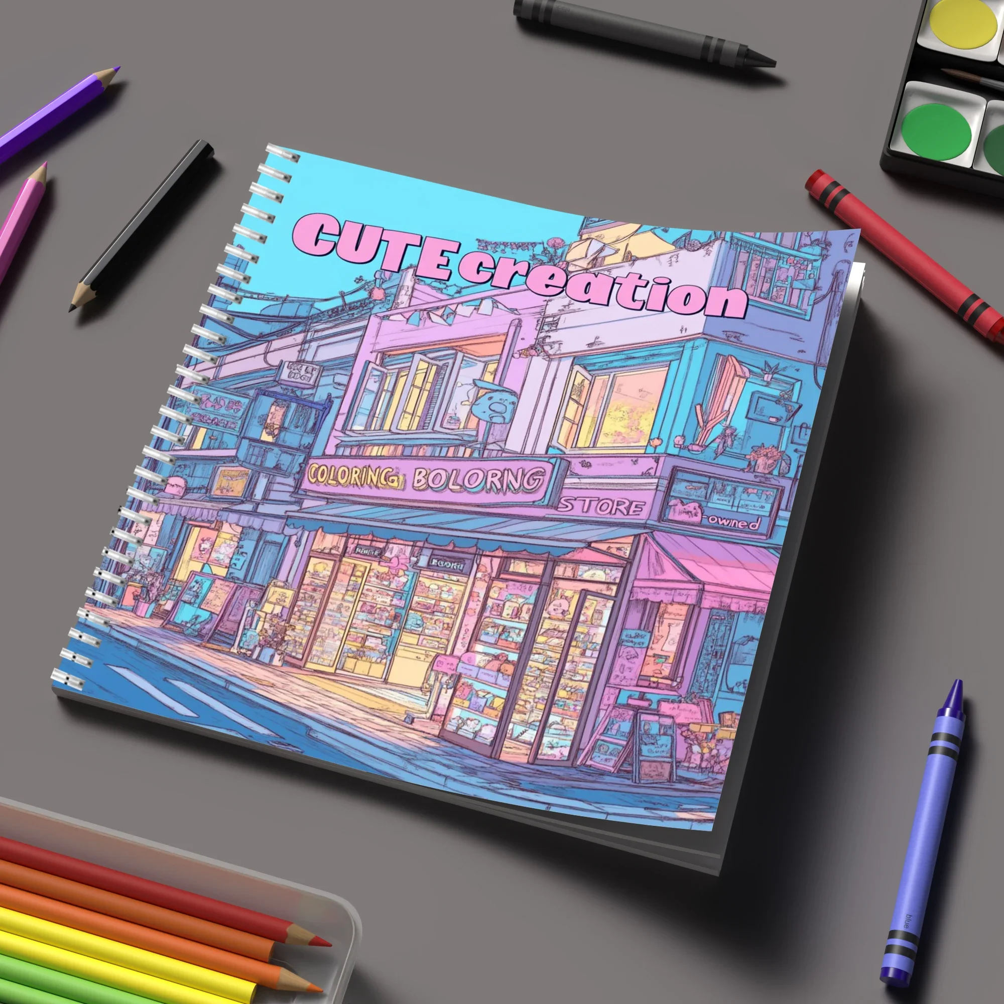 Coloring Book Cute Storefront for Adult Colouring Book, Birthday Day Gift, Back to School Supplies, Adults Cute Drawing Book