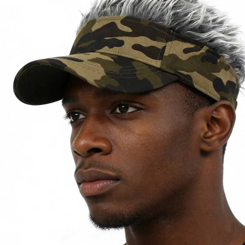 Army Green Camouflage Printed An-ti UV Golf Baseball Cap Fake Spiked Hair Sports Running Hat Mens Synthetic Wig Sunshade Sunhat - view 5