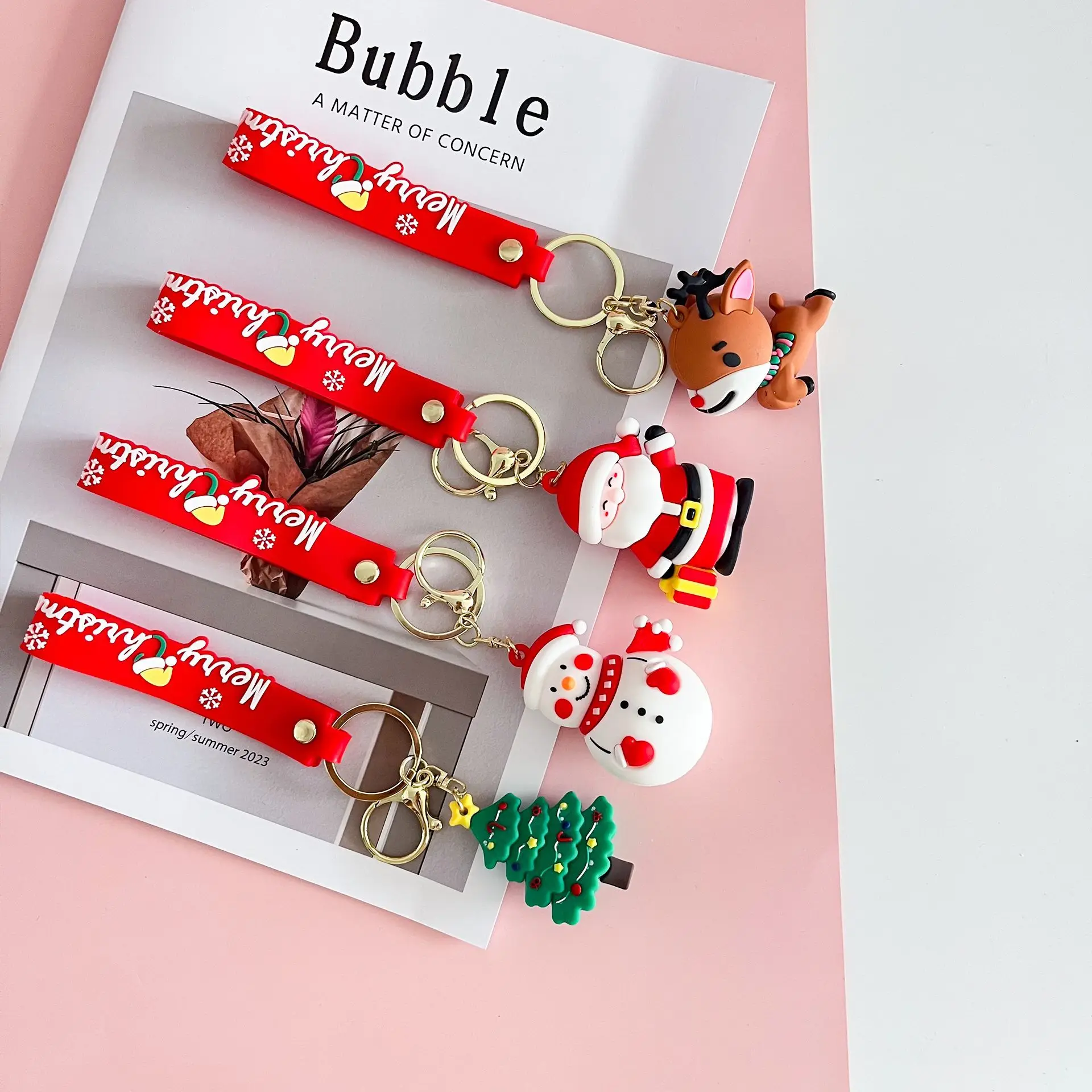 عيد الميلاد سانتا كلوز 3D سيليكون المفاتيح مفتاح سلسلة قلادة عصابة لعبة جديدة ﻿