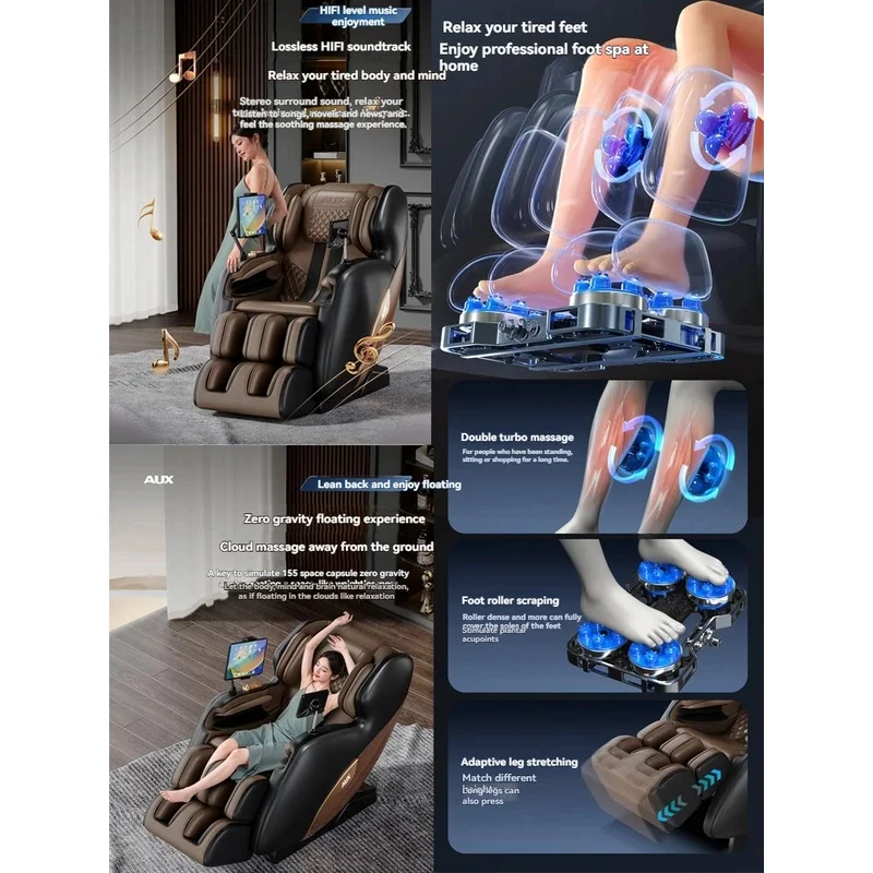6D+3D Massage Chairs Full Body And Recliner Zero Gravity Extended Sl-Track Dual Core With Heating Relaxation Massage Chair