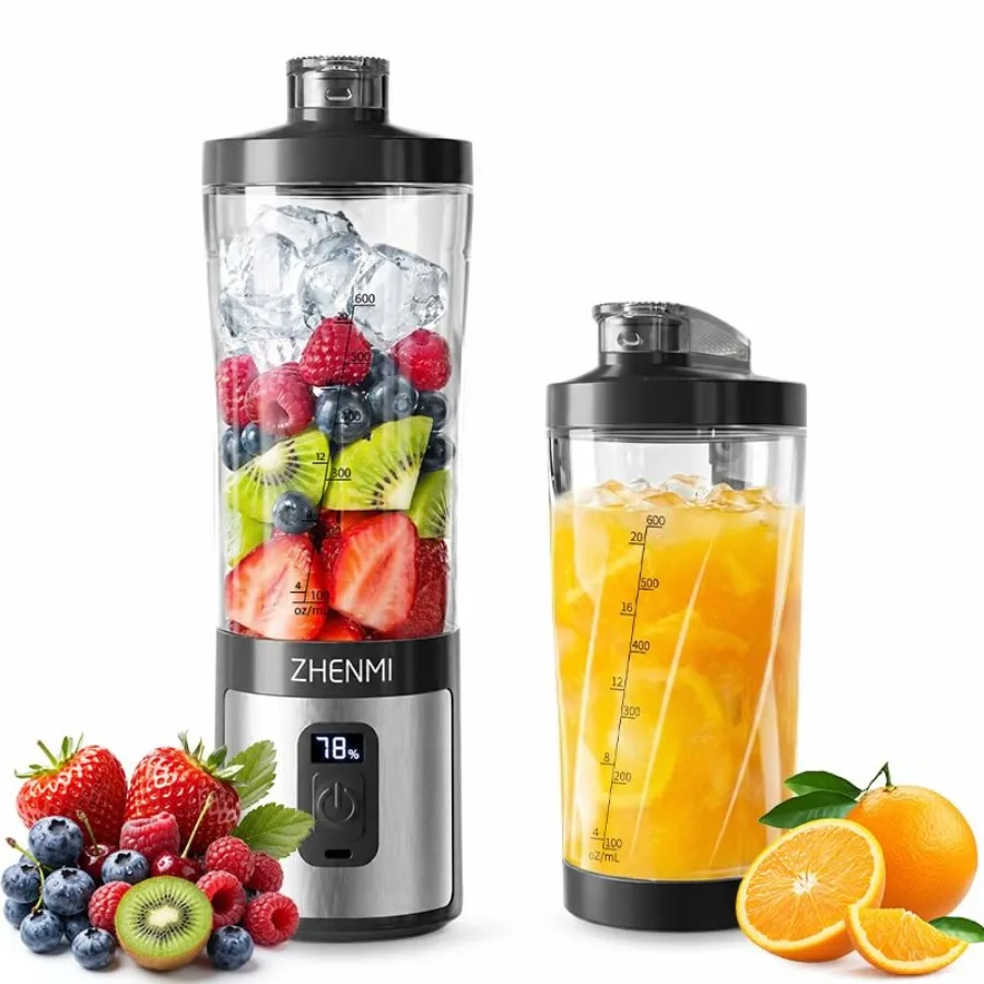 

Portable Blender, 20OZ Personal Smoothie and Shake Blender, Leakproof Lid with Sip Spout, USB-C Rechargeable, Detachable and Ea