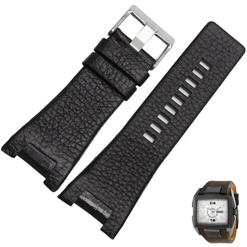 

PCAVO For Diesel DZ1216 DZ1273 DZ4246 DZ4247DZ287 wrist straps black brown Genuine leather watchband 32*17mm Dedicated men bands