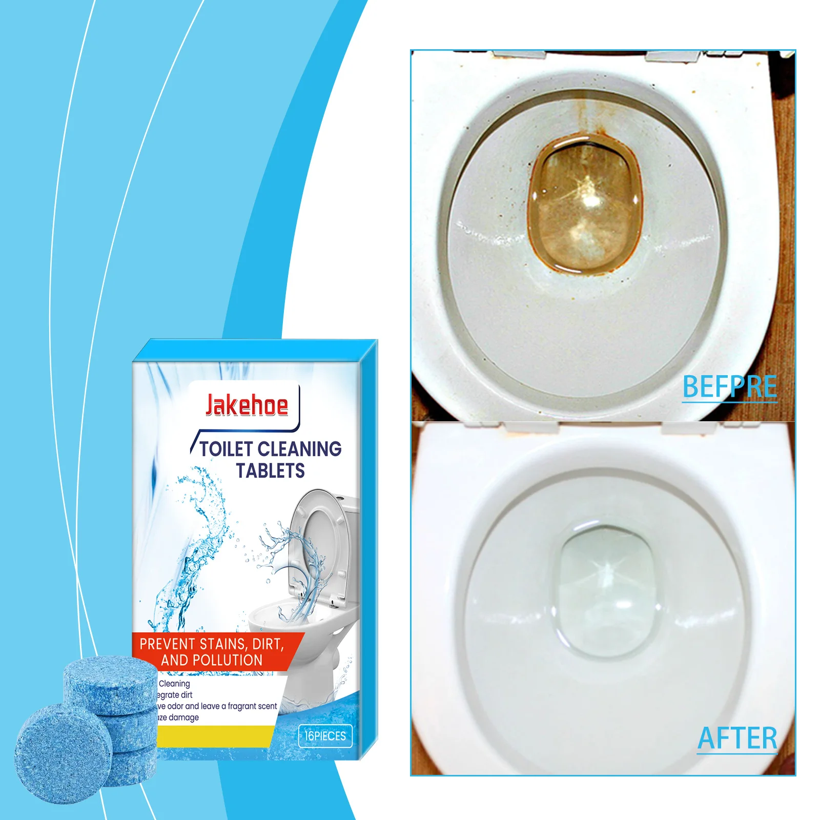 Effervescent Toilet Cleaning Tablets, Household Bathroom Use, Helps Manage Scale and Odor