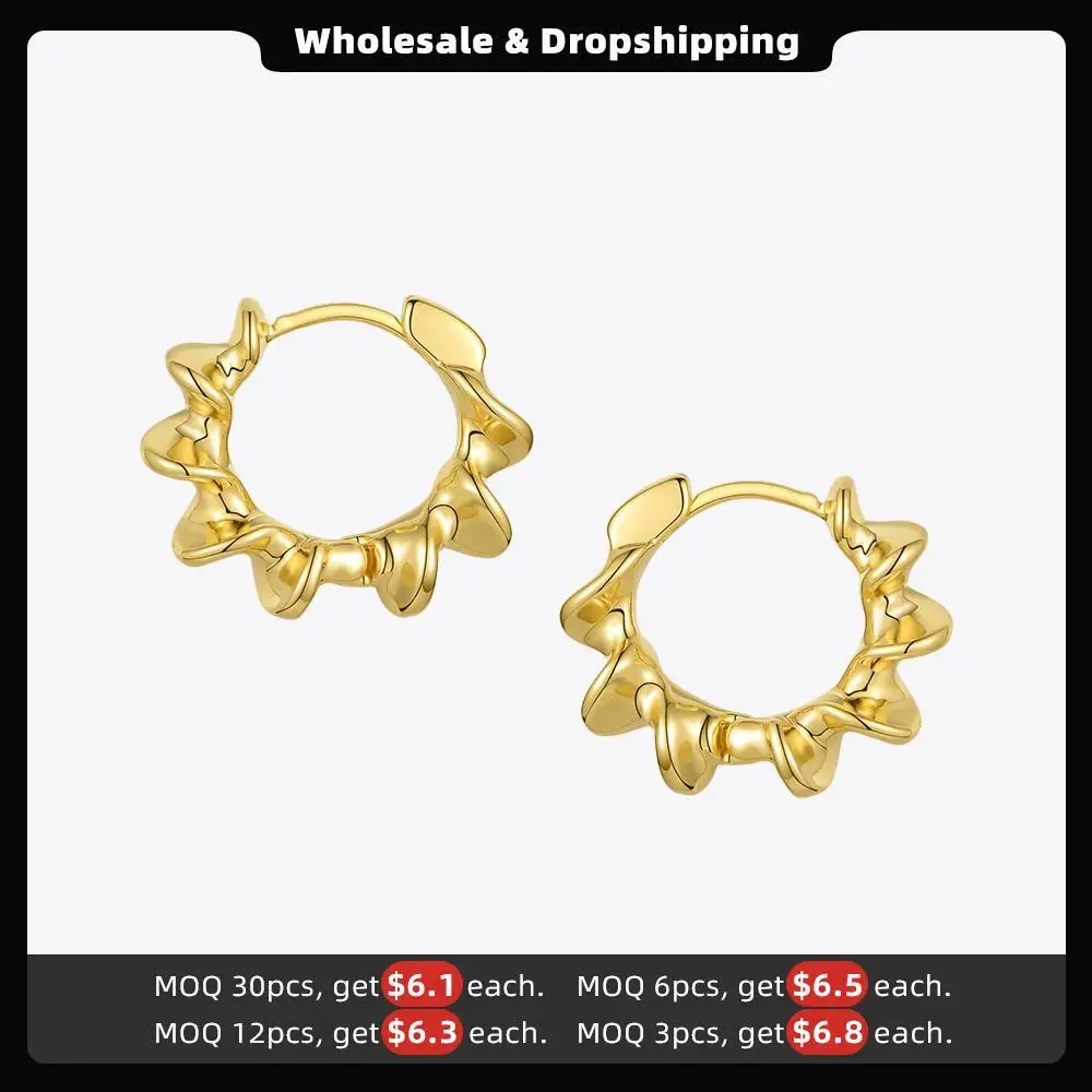 ENFASHION Sun Flower Hoop Earrings For Women Gold Color Curved Sculptural Hoops Earings Fashion Jewelry Gifts Kolczyki E201198