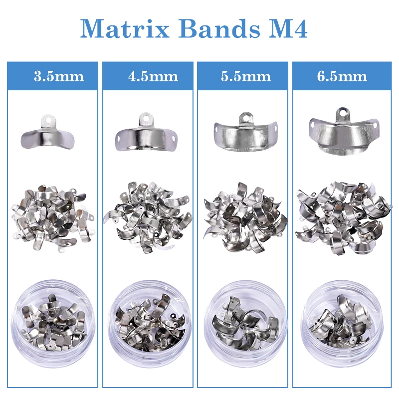 50pcs/box Dentistry Metal Matrix Professional Sectional Matrix System Refill Matrices Bands Clamping Ring Clamp Forceps