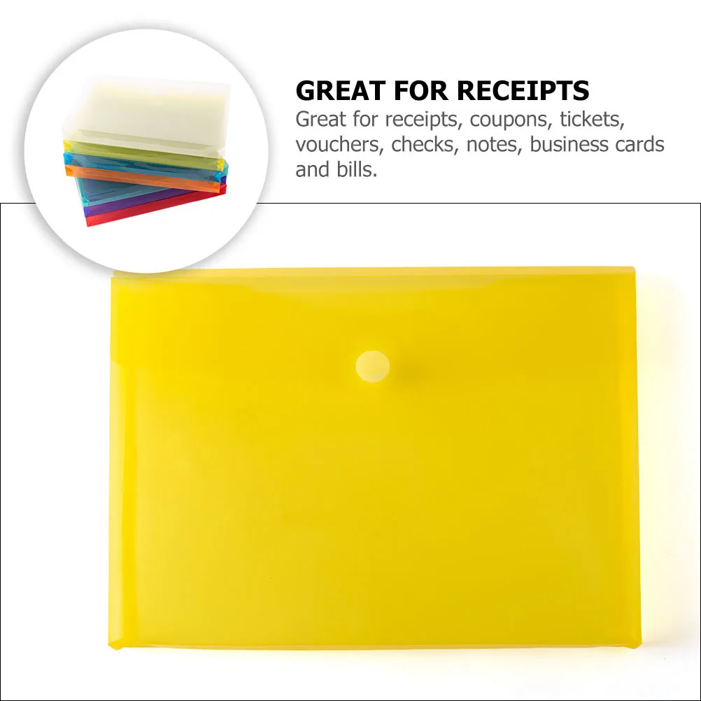 

7pcs Colorful Folders Large Capacity Document Pouch Reusable File Organizer For A4 Papers Receipts Business Cards Transparent