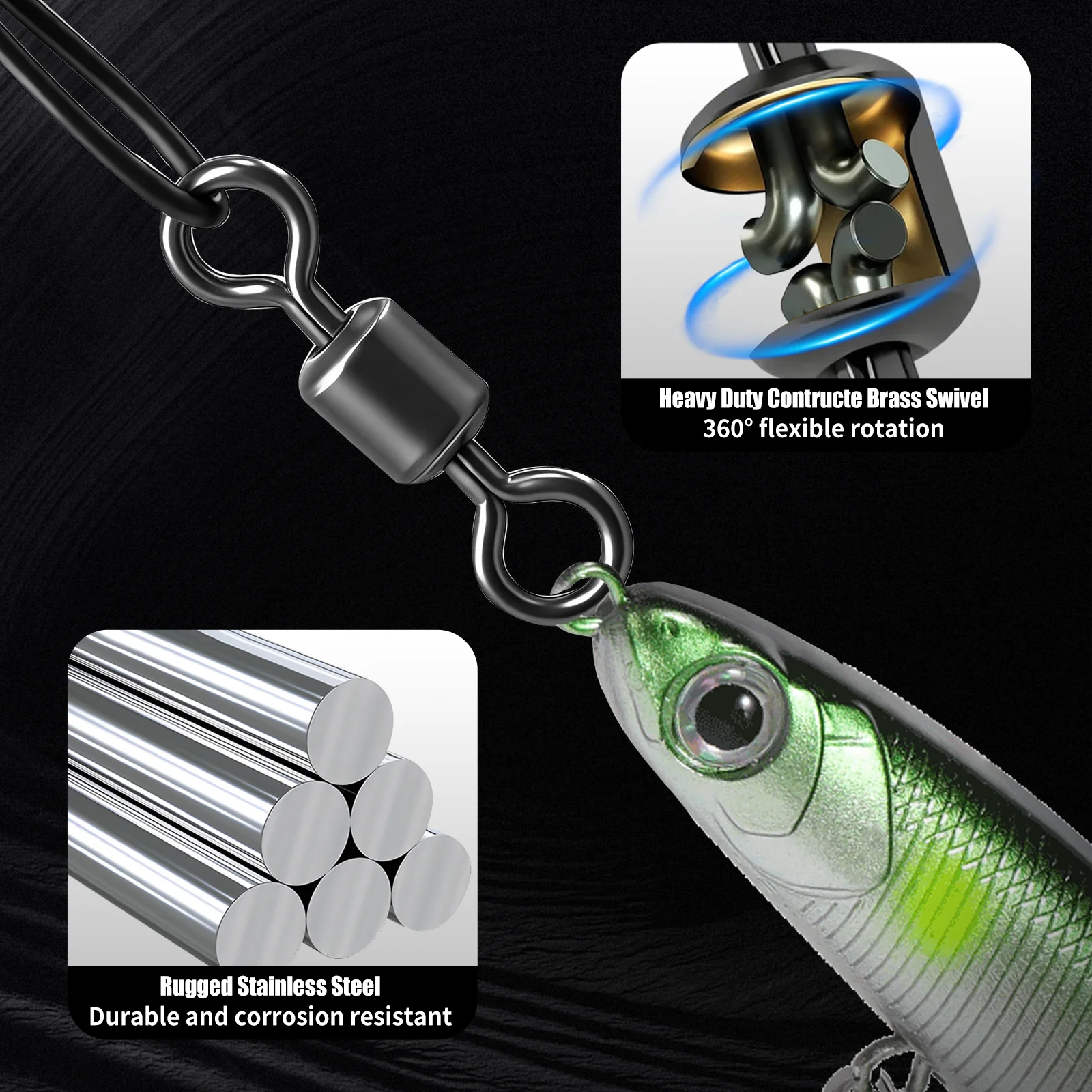 FishTrip Kit de líder de acero con giratorios y mosquetones - imagen 4
