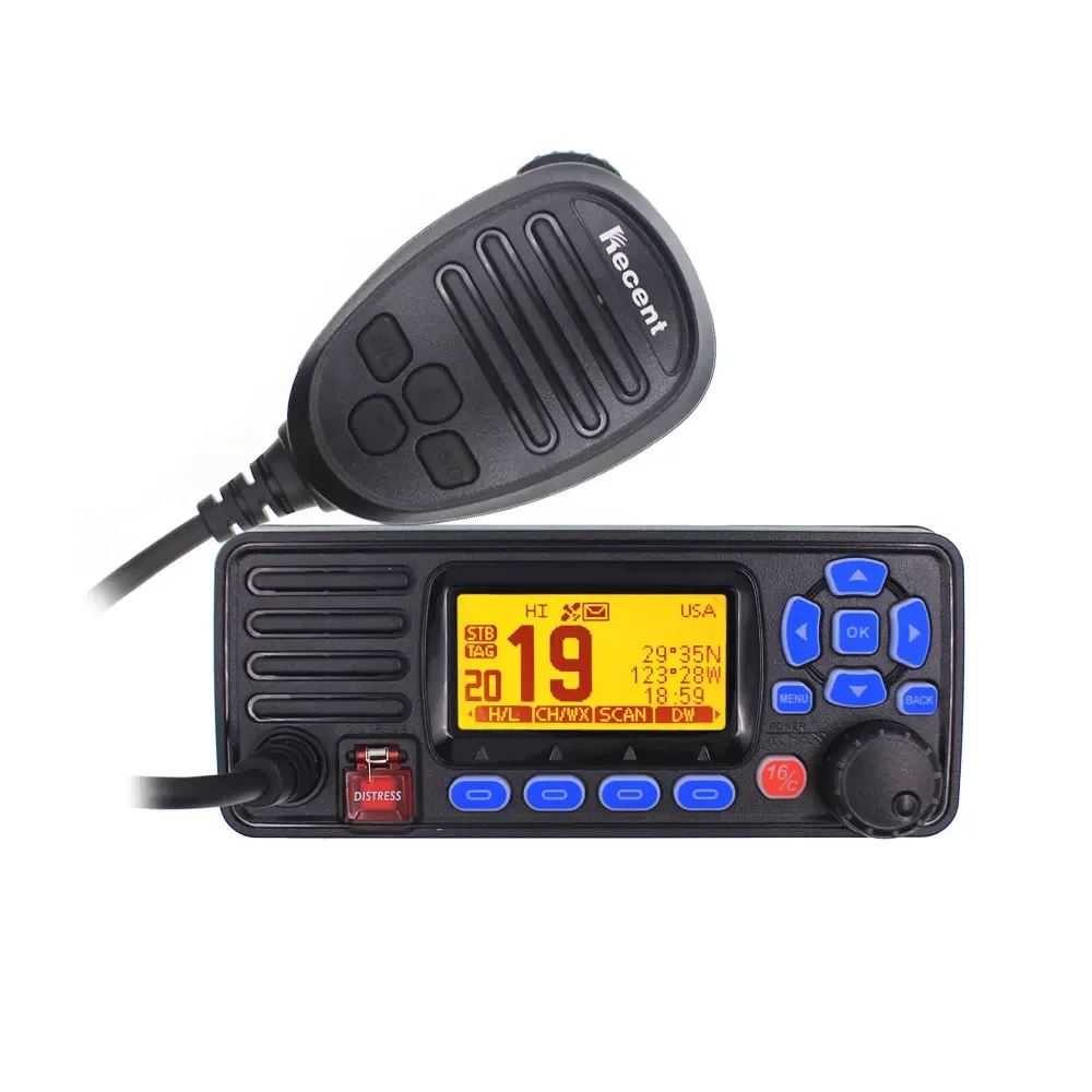 VHF Fixed Marine Radio IPX7 Waterproof Walkie Talkie RS-509MG Built-in GPS DSC Function With Weather Channels