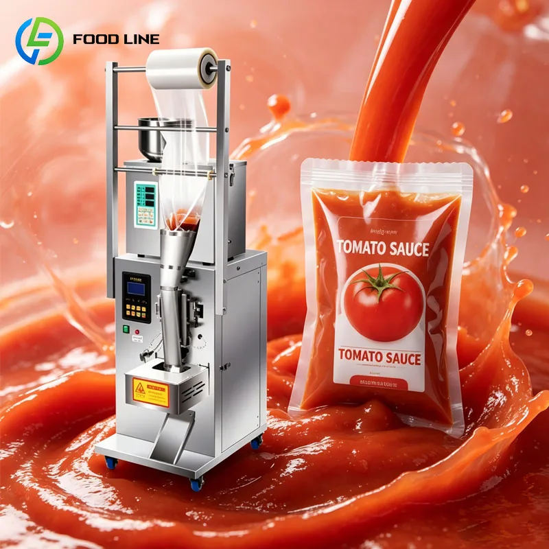 Vertical Liquid Packaging Machine VFFS For Tomato Ketchup BBQ Sauce Mayonnaise Soup Pouch Filling Line Customized