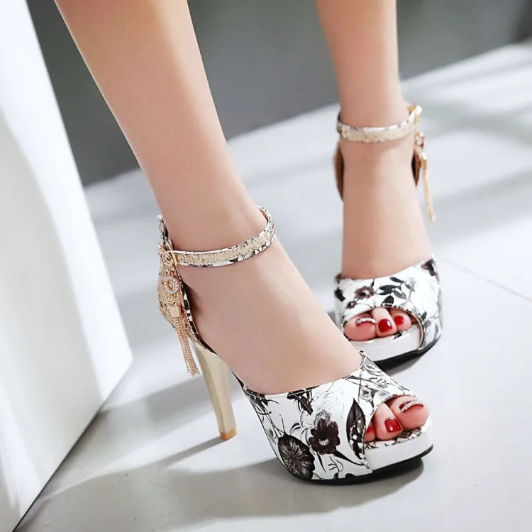 Big Size 11 12 13 14 15 16 high heels sandals women shoes woman summer ladies open-toed buckles The fish\'s mouth sandals