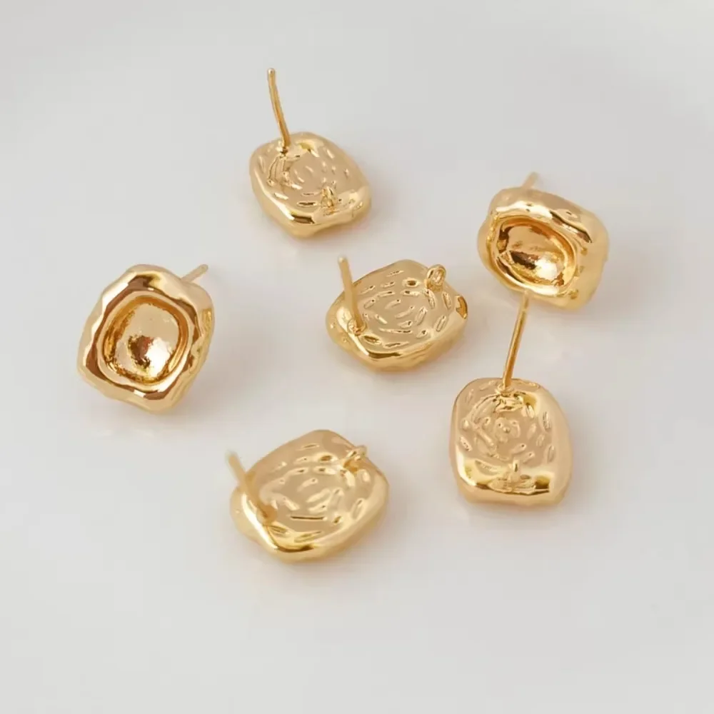 

Accessories 14K Gold-plated Geometric Oval S925 Silver Ear Needles with Pendant Rings Ear Studs DIY Handcrafted Accessories