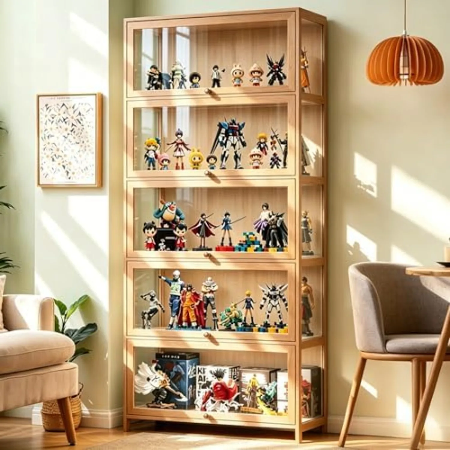 Display Cabinet with Acrylic Door, 5-Tier Curio Cabine, Collectibles Toy Organizers Rack & Display Shelf, Bookcase for
