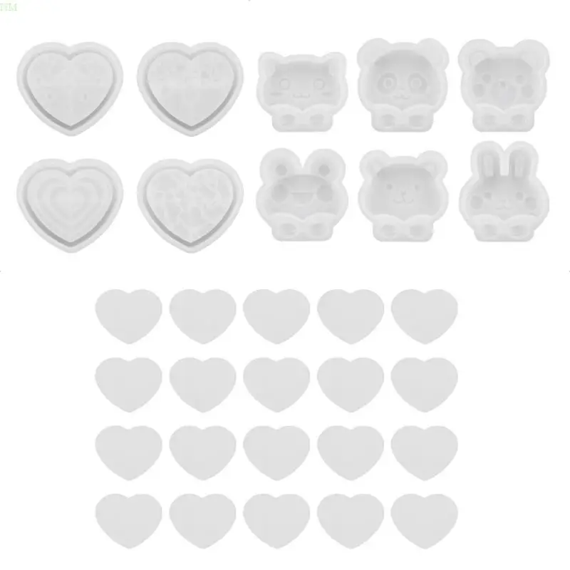 Rabbit Bear and Heart Silicone Molds for DIY Shakeable Resin Jewelry NM