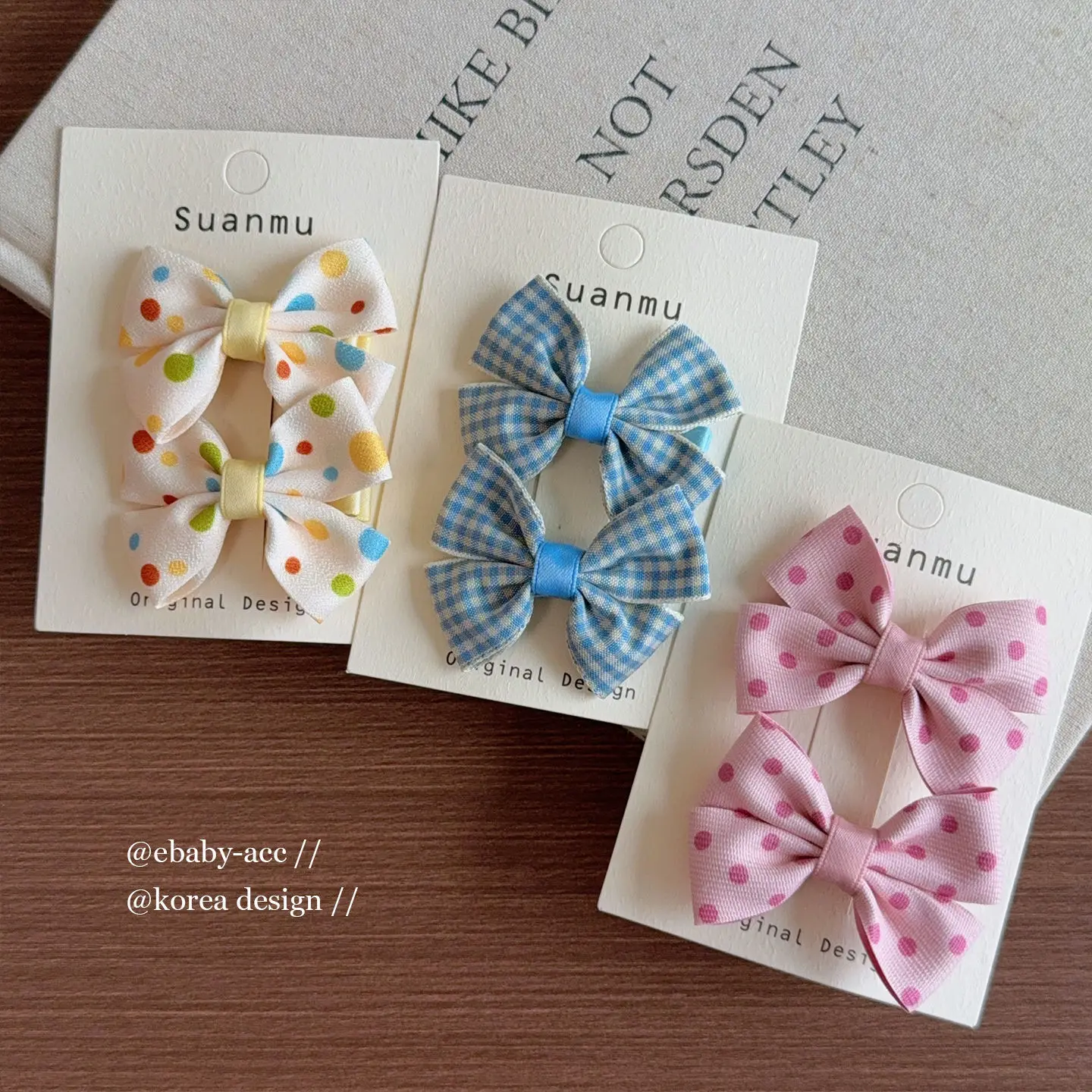 Hair Ties Stretchy Nylon Fabric Bow Colorful Polka Dot Hair Bands Matching Clips Cute Kids Hair Accessories for Bun
