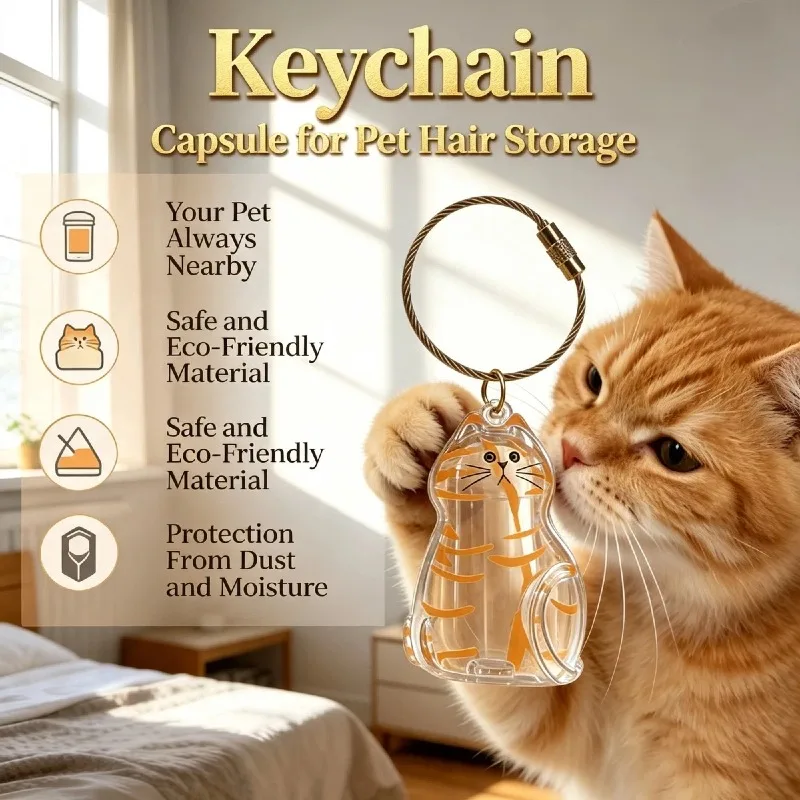 Pet Hair Memorial Keepsake Box & Bottle - Transparent Storage Container for Cat Fur, DIY Decor Gift for Pet Lovers Home Display
