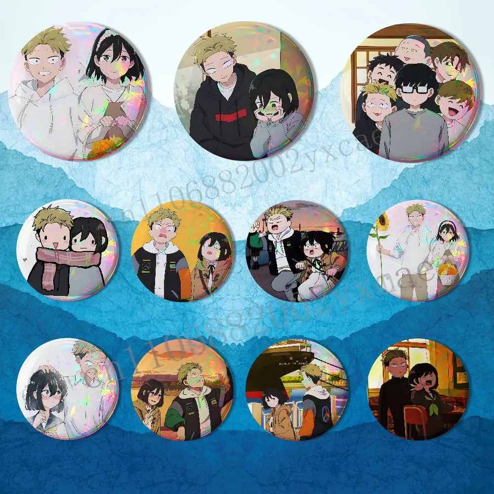 Mutual pursuit Nishi and Yamada Laser reflective round badges pins bag clothing decorations collectibles gifts for friends