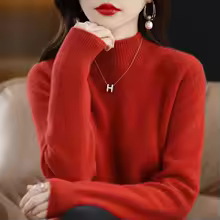 Cozy Long Sleeve Crop Top Solid Half Mock Neck Soft Knitwear - Brick Red