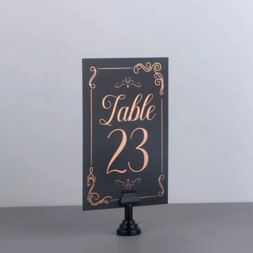 Classical Style Metal Table Number Holder Vertical Circular Base Place Card Holder Reusable Menu Card Holder Restaurant Display