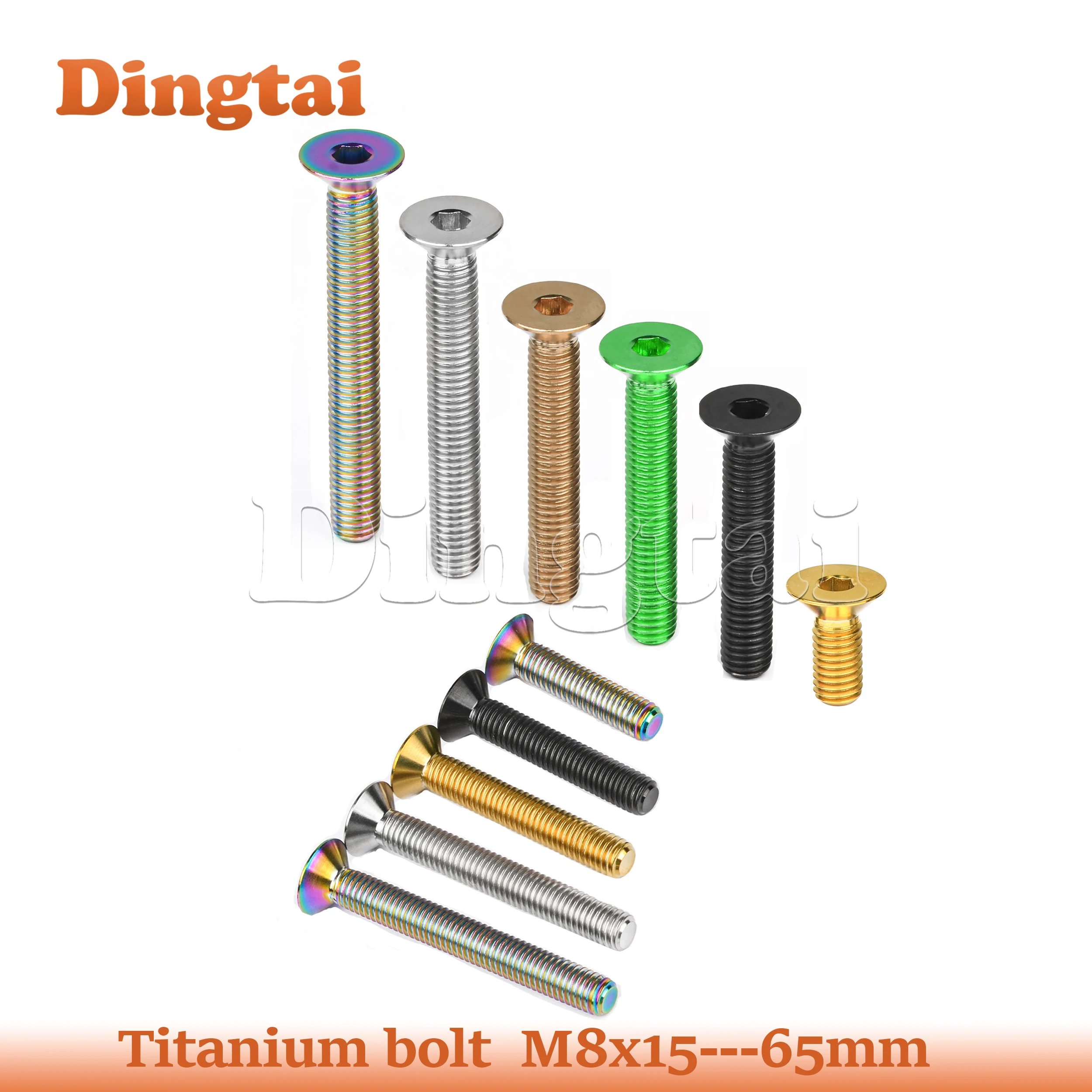 Dingtai Titanium Bolt  Ti M8x15 20 25 30 35 40 45 50 60 65mm Head Bolt Screw for Bicycle Motorcycle