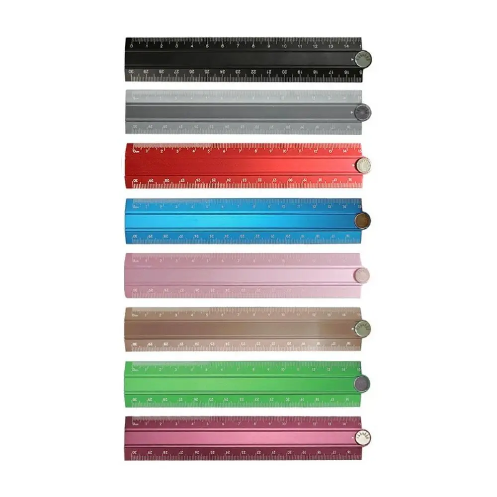 Simple Style Folding Ruler 15cm 30cm Creative Metal Stationery Rule Aluminum Alloy Foldable Student Drawing Measuirng Tool