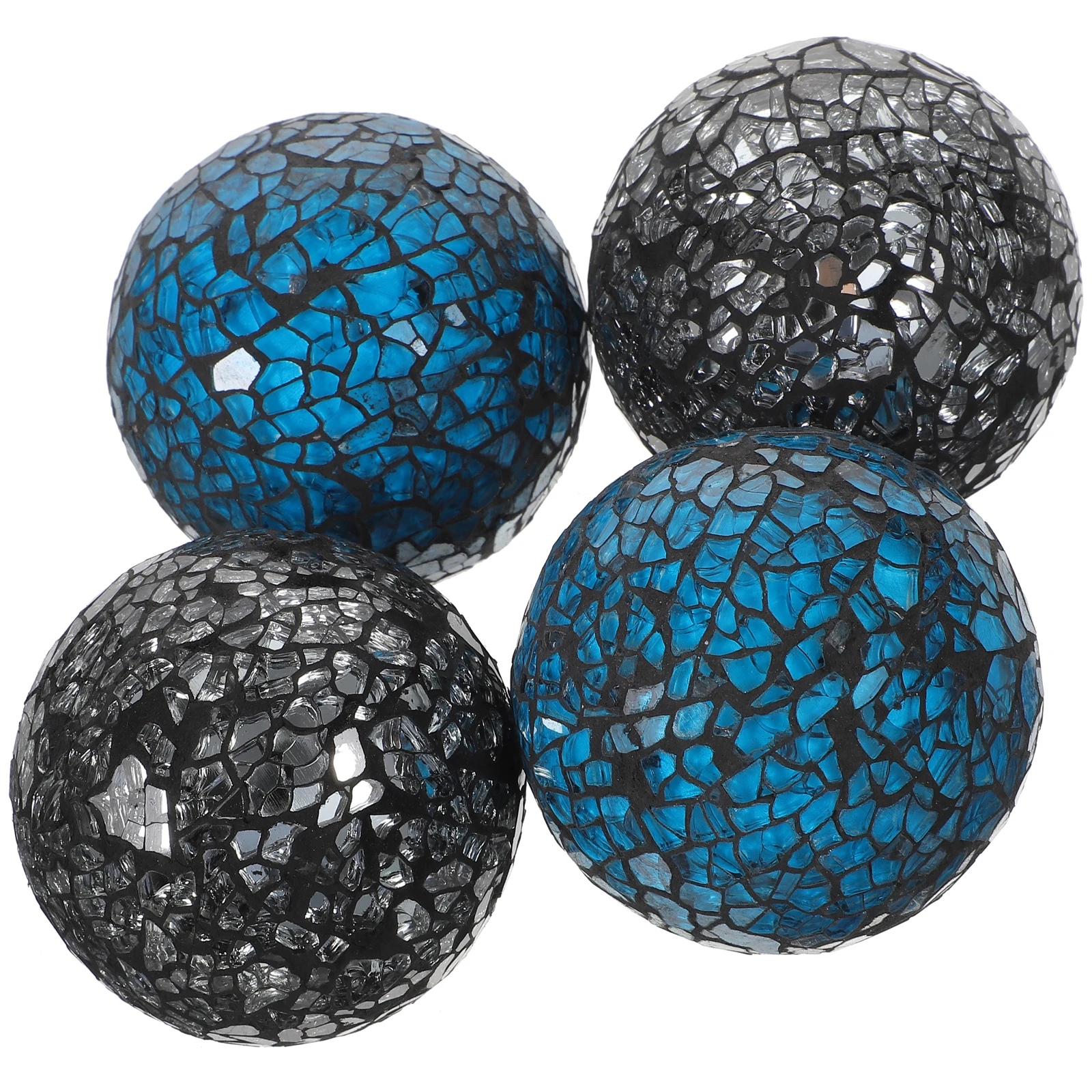 

4pcs Mosaic Decorative Balls 3 1Inch Golden Silver Glass Home Accessories Tabletop Ornament Crafts Sphere Centerpieces