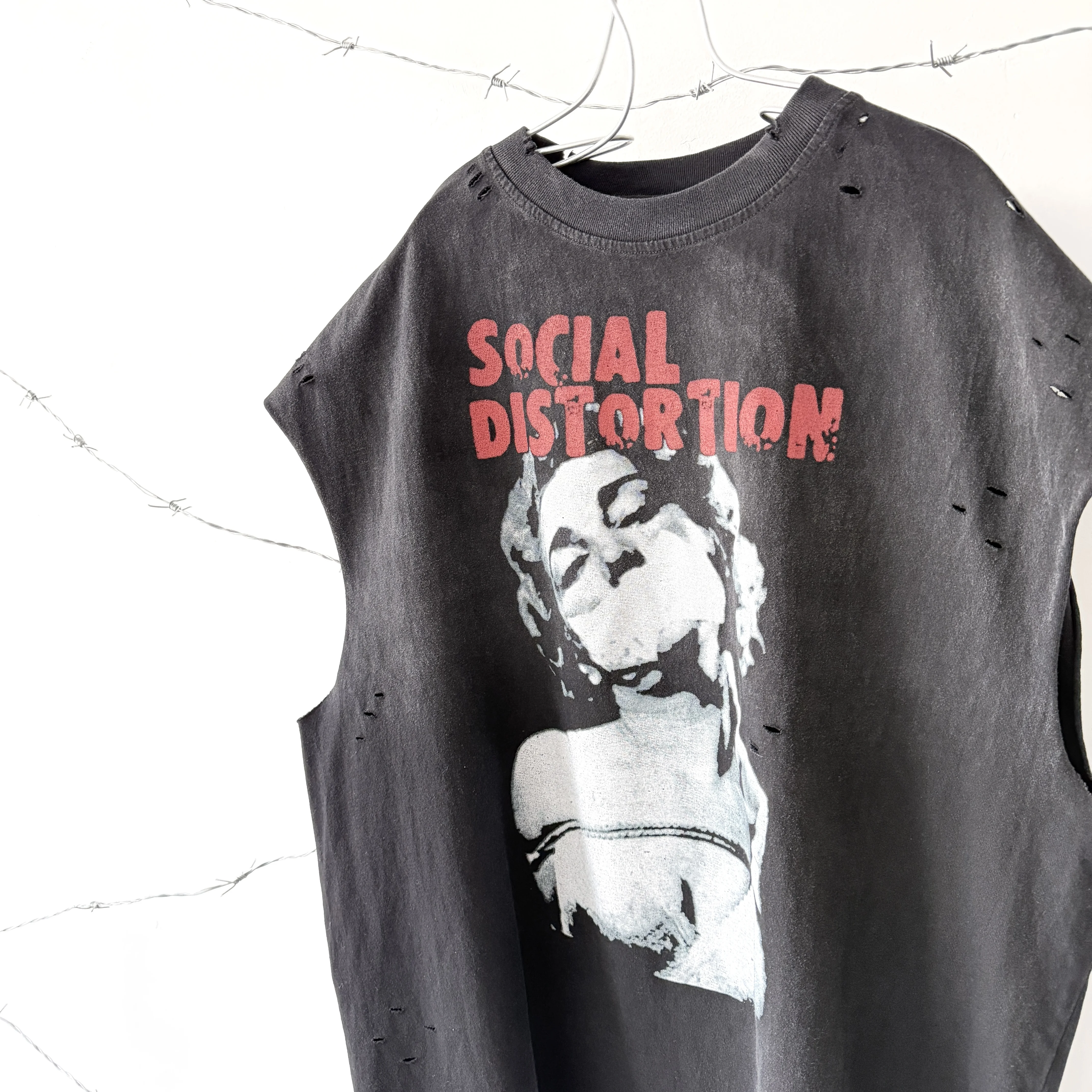 26SS MX6 Ink Printing Vintage Summer Tee Hand-worn By Waste Soil Wind Washed Tank Tops Casual Vest