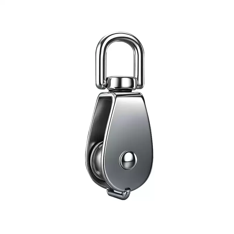 304 Stainless Steel Single Pulley Block, Swivel U‑Shaped Lifting Ring, Wire Rope Lifting Pulley Hook, Labor‑Saving Hoist Tool