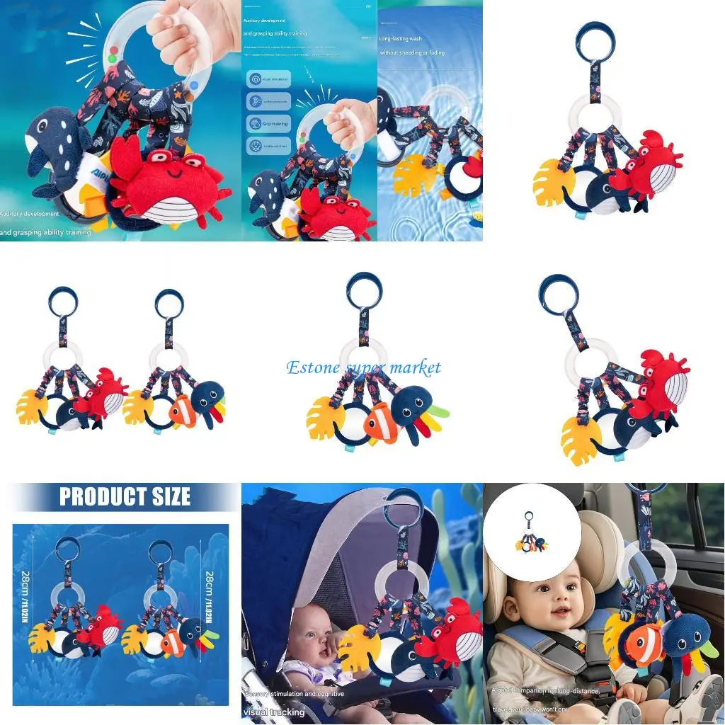 090B mignon berceau en forme baleine autour du jouet suspendu hochet Stimulation sensorielle