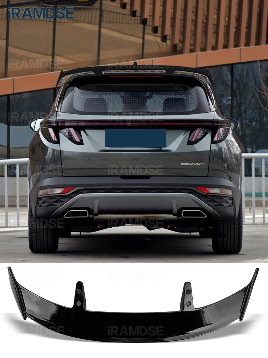 Carbon Fiber Pattern Spoiler for Hyundai Tucson Universal Gloss Black Aerodynamic Type TE Rear Windshield Wing Accessories