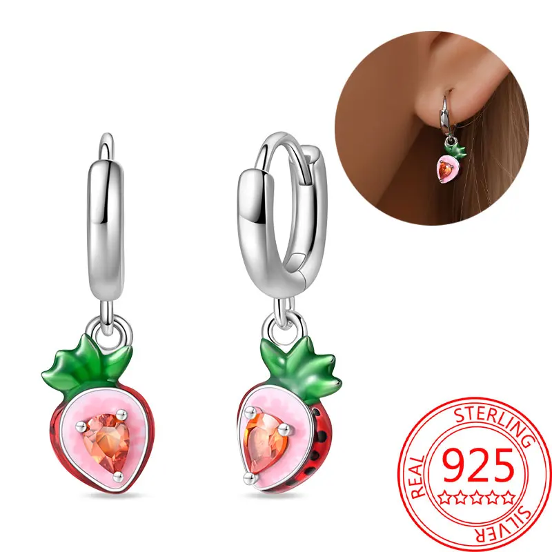 NONE Heißer Verkauf Biene Ohrringe Für Mädchen Schöne Gelb Schwarz Tanzen Biene Glücklich S925 Creolen Geburtstag Geschenk Silber Schmuck 9