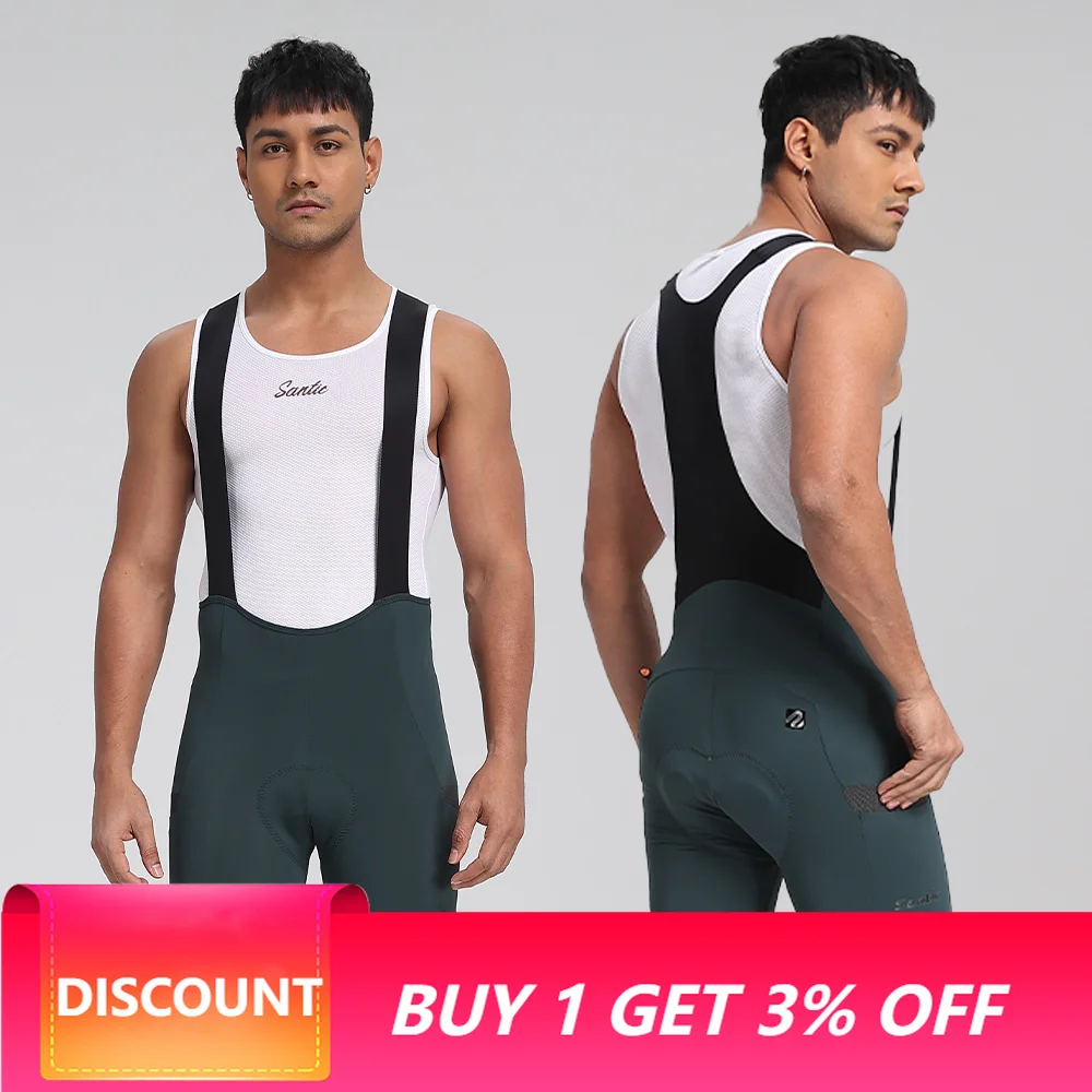 Santic Men's Summer Cycling Bib Shorts Road MTB Imported Double Arrow Seat Cushion Bike Shorts Breathable Multiple Colors