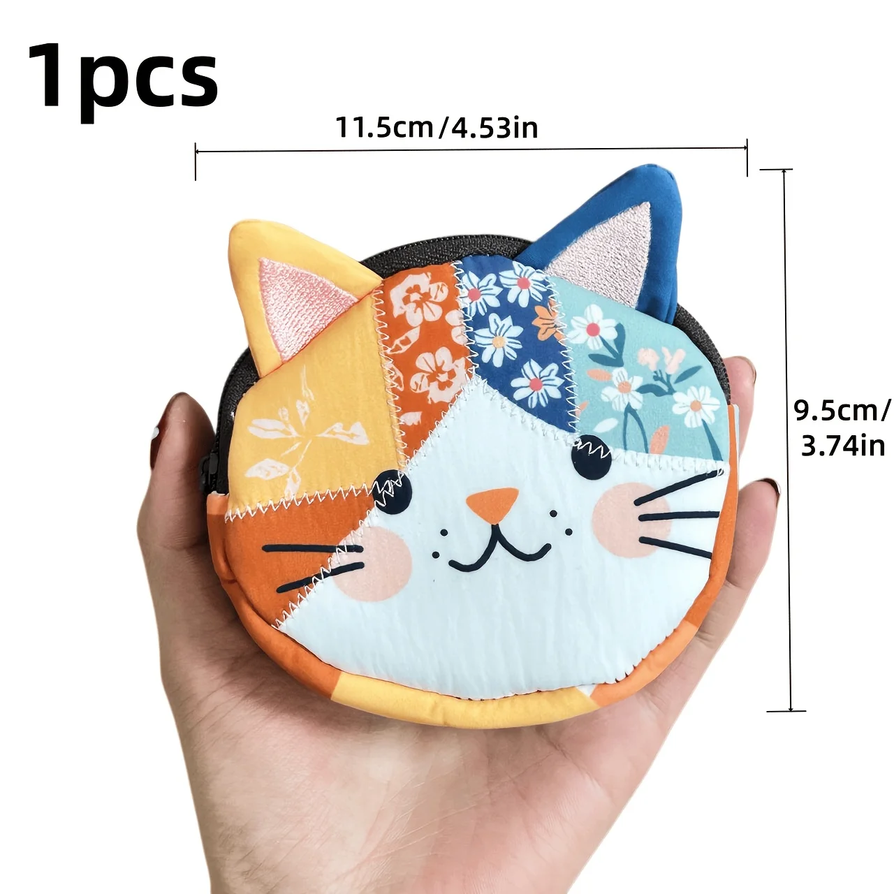 1 Japanese Cute Cat Patchwork Bag, Large Capacity/zipper Cosmetic Bag, Portable Storage Bag, Suitable for Travel and Daily Life