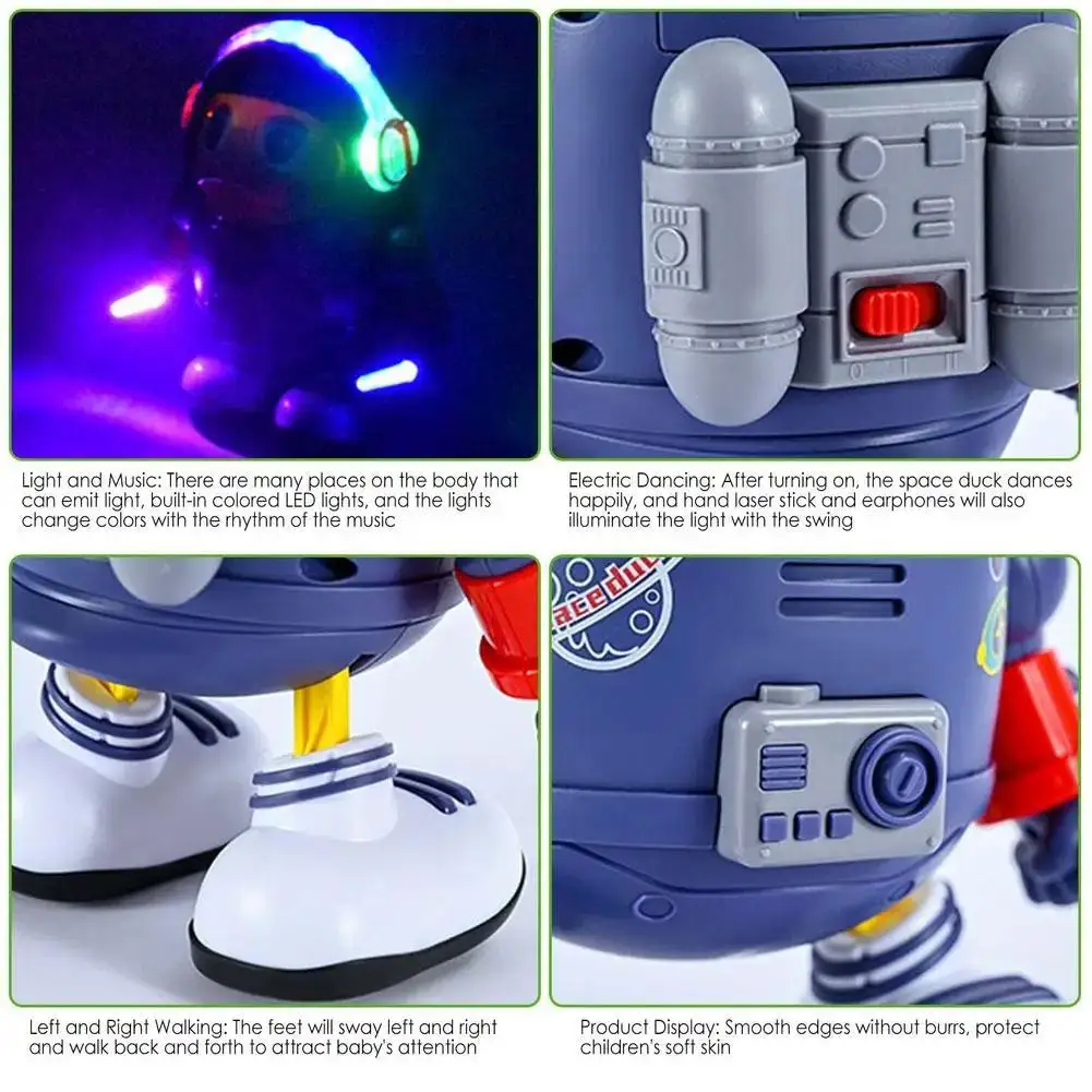 Duck Toy Musical Interactive Toy Electric with Lights and Sounds Dancing Robot Space Elements Electric Dancing Duck Toy