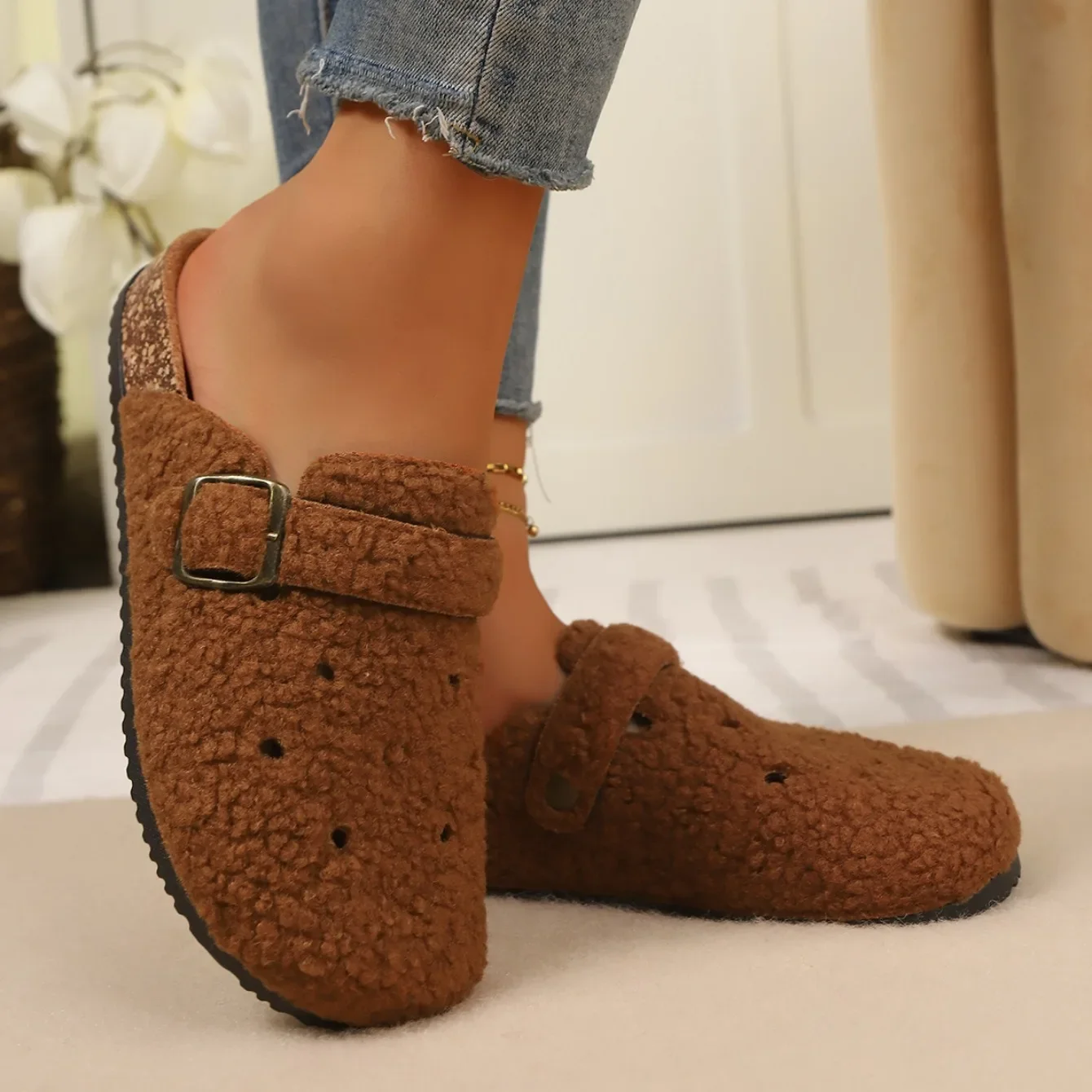Damen Einfarbige Vintage Bequeme Hausschuhe Neue Sommer Damen Fischmaul Geschlossene Zehen Leichte Lässige Modische Sandalen – Detail 10