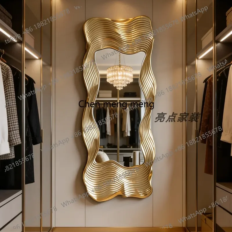 

Hot sales American full-length mirror wall-mounted French classical special-shaped mirror creative light luxury art decorative m