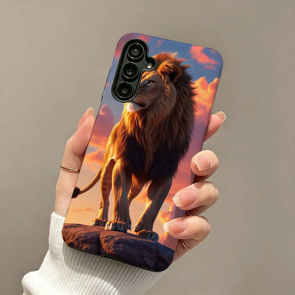 

Cartoon Lion Sunset Rock Pride Fashion Hard Case For Samsung Galaxy A71 A57 A56 A55 A54 A53 A37 A16 A06 2-in-1 Film Phone Case