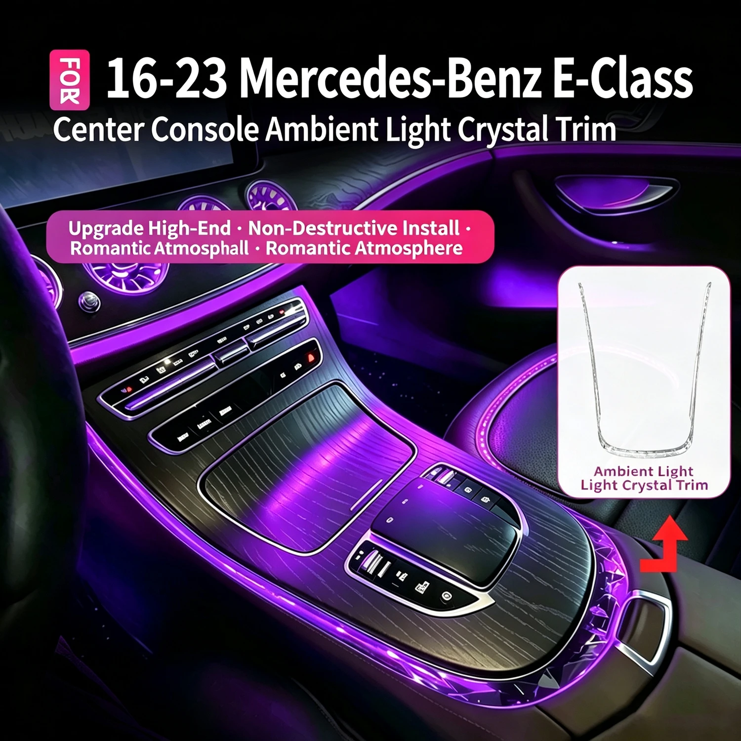Für Mercedes-Benz W213 C257 E200 Coupe E260 E Zentrale Steuerung Kristall-Lichtrahmen Ambientebeleuchtung Auto-Innendekorationsrahmen