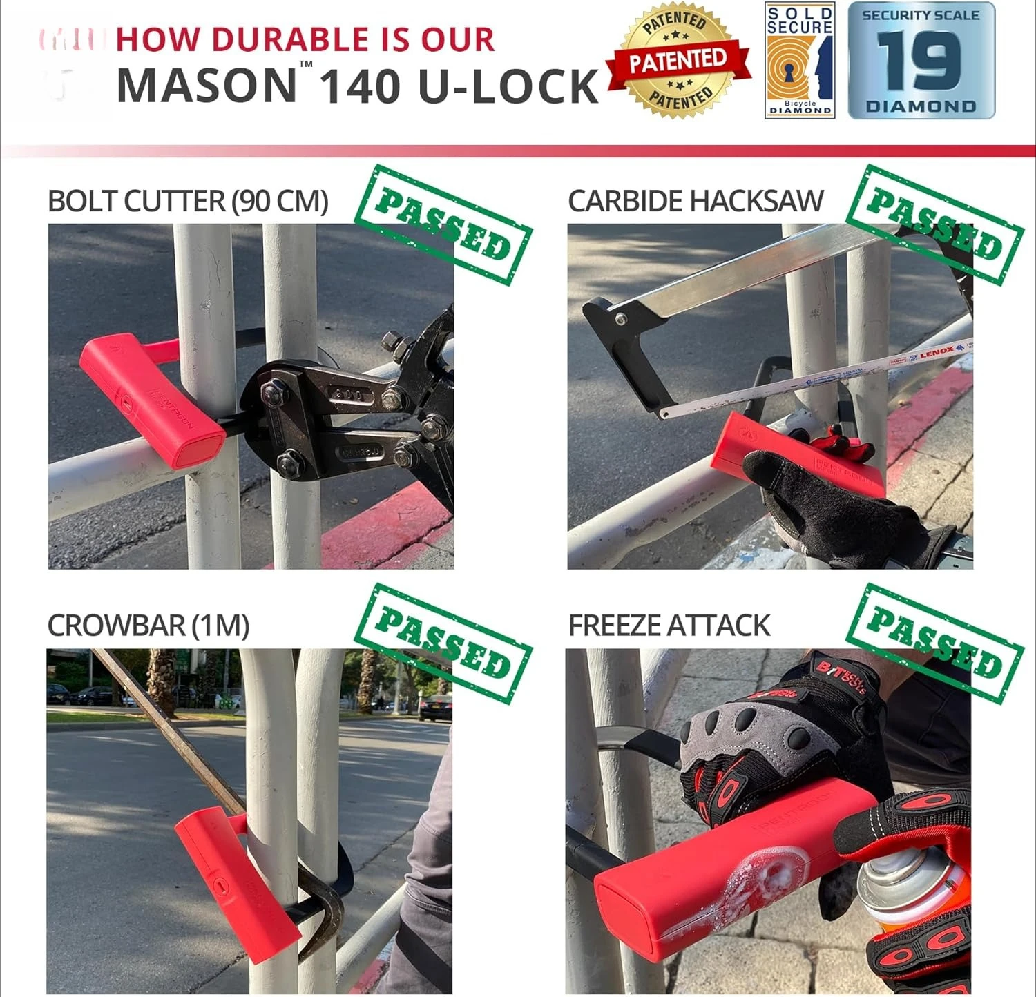 قفل الدراجة على شكل حرف U - حاصل على براءة اختراع شديدة التحمل ومضادة للسرقة Diamond Secure ULock - أداة أمان فائقة للدراجة · مبيعات المصنع مباشرة #4