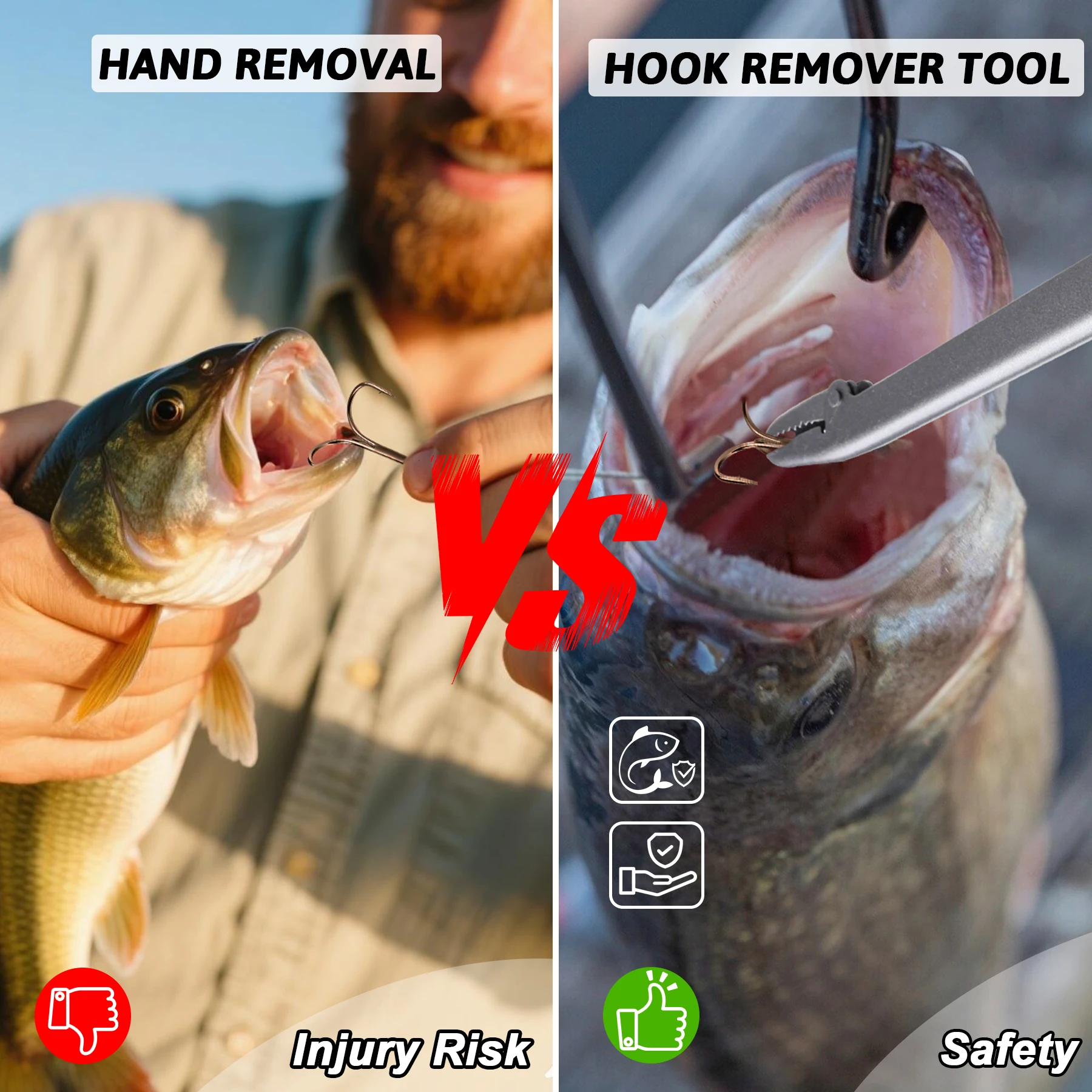Ausleger Angeln Carbon Stahl Aushaken Gerät Fisch Clamp Clip Fangen Angeln Haken Remover Zange Werkzeug Tackle für Angeln Anhänger – Detail 4