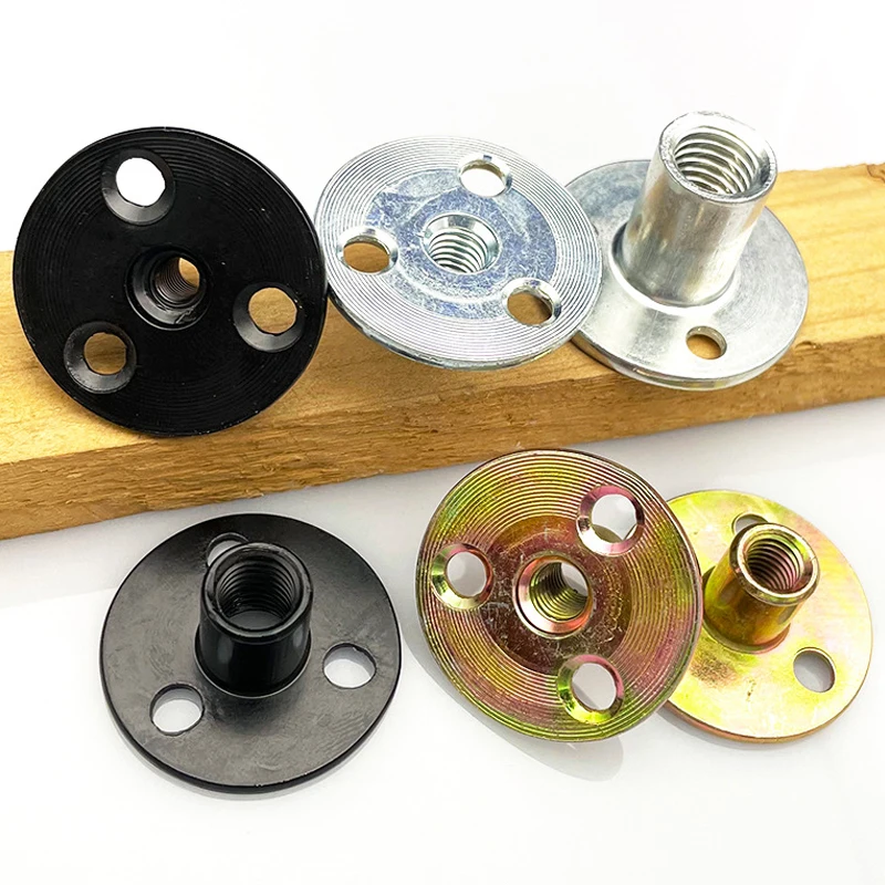 1pc M6/M8/M10/M12 Galvanized Three-hole Iron Plate Nut Wooden Furniture Splint Lock Nut Sofa Foot Lock Tool Accessories