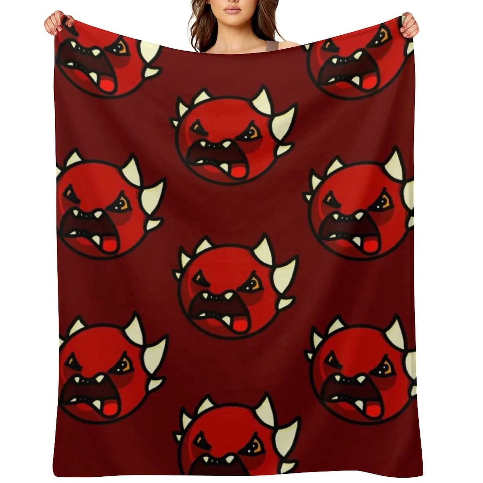 

Geometry Dash Extreme Demon Throw Blanket Flannel Plaid on the sofa for winter Vintage Blankets