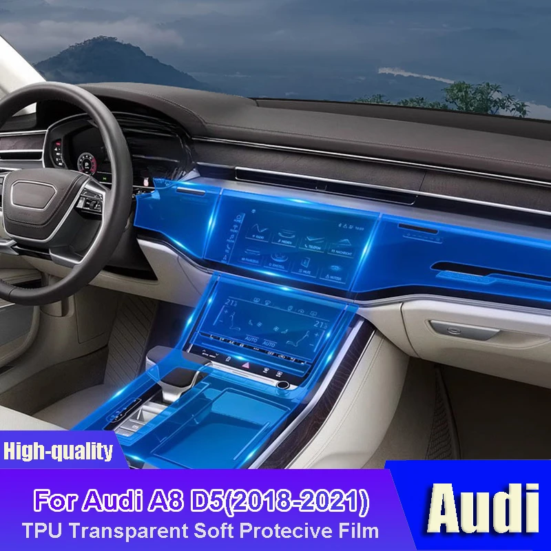 For Audi A8 D5(2018-2021) Car Interior Center Console Transparent TPU Film Protective Anti-scratch Car Sticker Accessories Refit