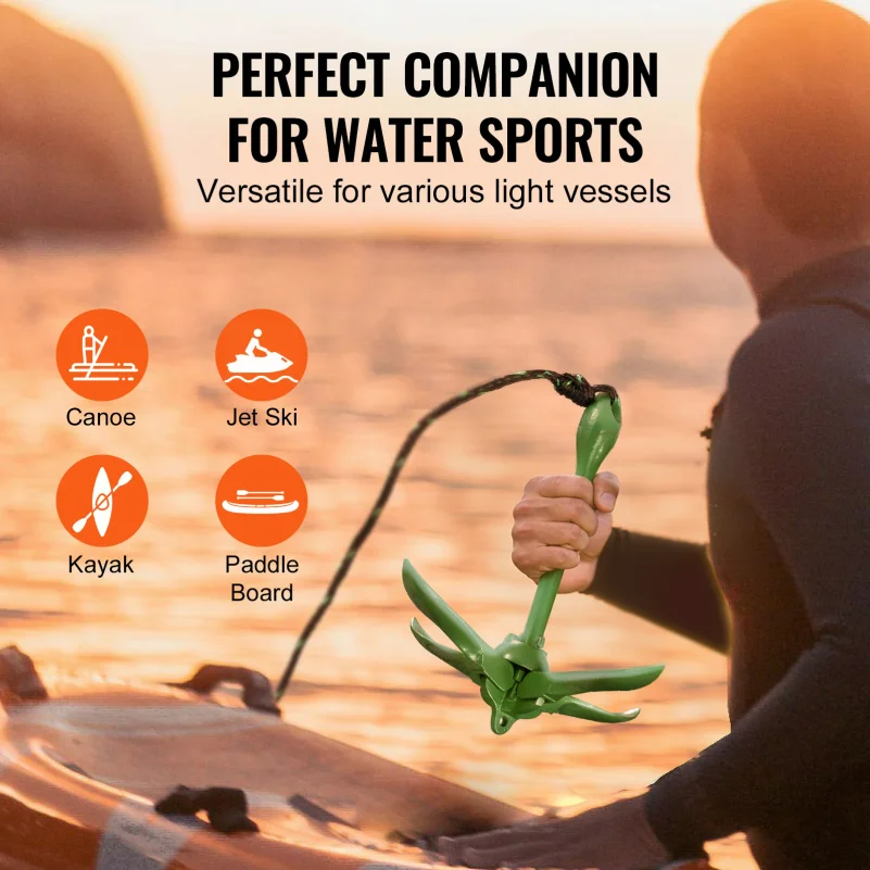 Kayak Anchor Kit 3.5 lb Paddle Board Anchor Kit with 26.2 ft Rope and Buoy Folding Small Boat Anchor with Storage Bag view 5